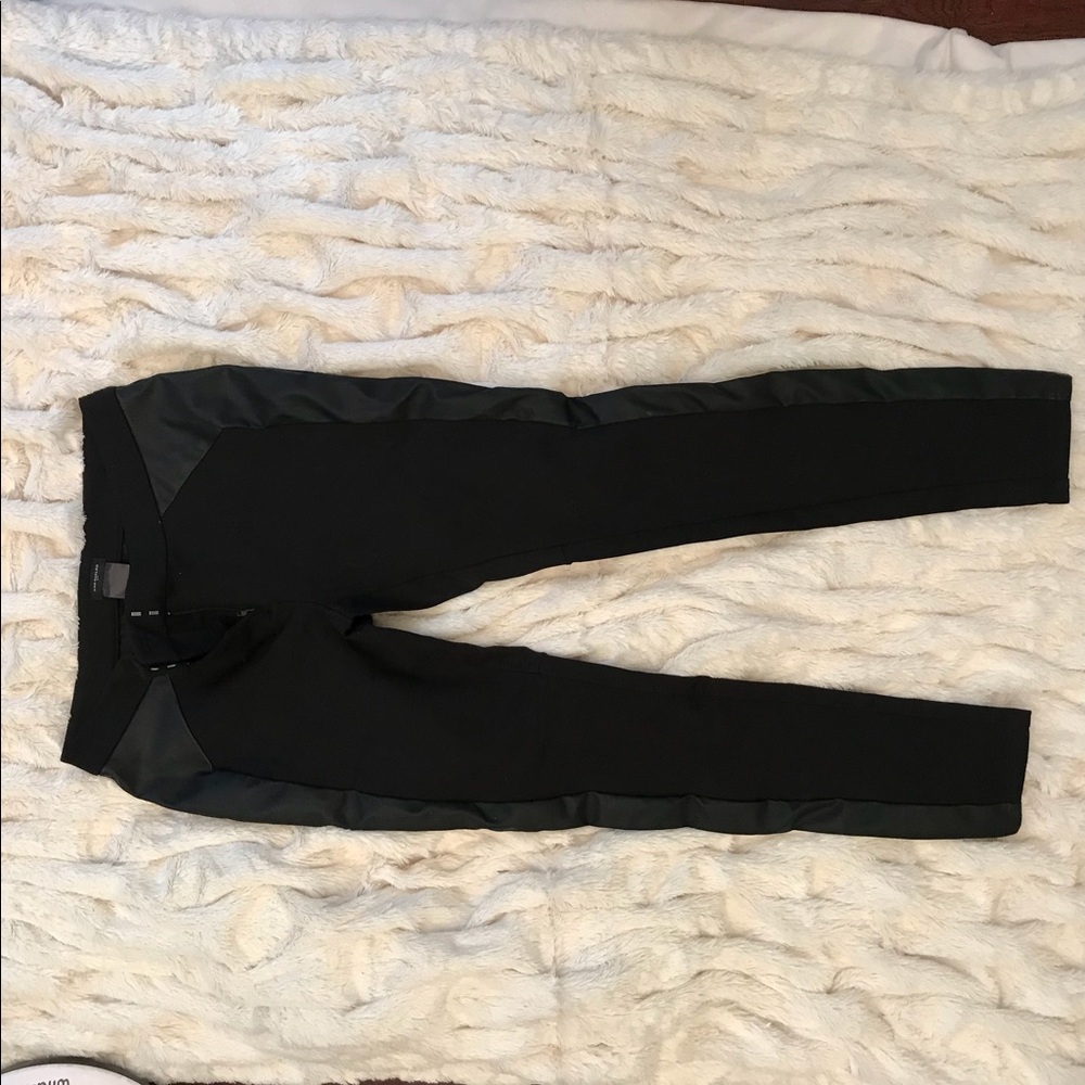 AnnTaylor faux accent leather cigarette pants.